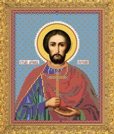 Рисунок на ткани для вышивания бисером Бис 755 "Святой Евгений" Рисунок на ткани для вышивания бисером Бис 755 "Святой Евгений"