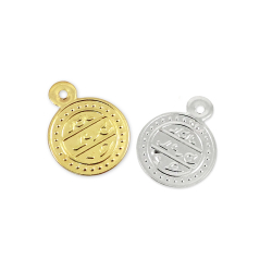 Украшение монетки метал. НA-40 d.13мм (круг с петелькой) серебро 1/100 гр