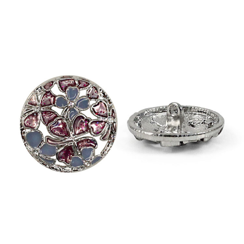 Пуговица №П-1097  36L (серебро/голубой/пурпур) 1/10 шт